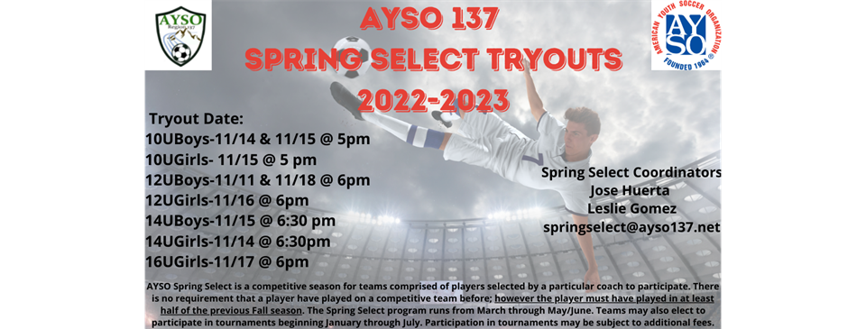 22-23 Spring Select Tryouts