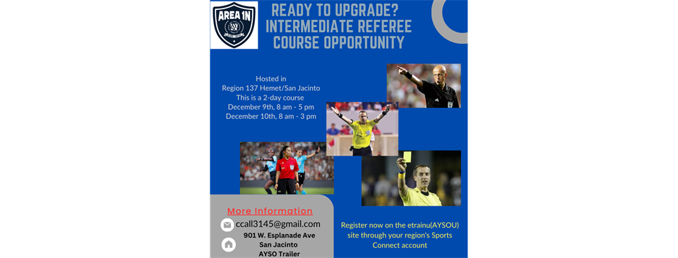 Intermediate Referee Course Opportunity
