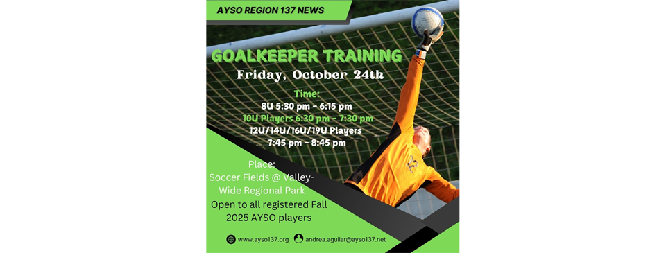 AYSO Region 137 Goalkeeper Training 10/24/25