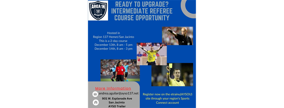 Intermediate Referee Course Opportunity
